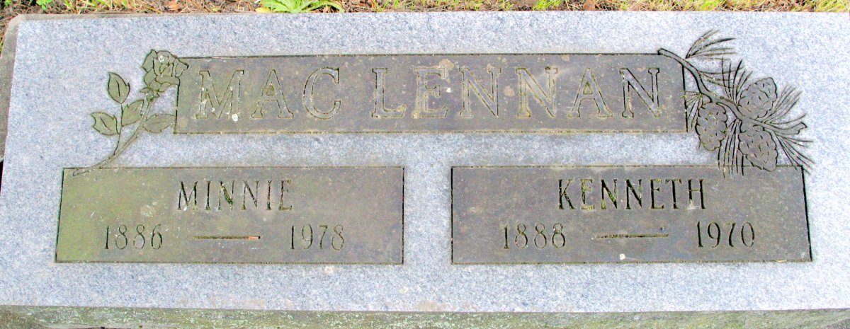 Photo of headstones/Kenneth MacLennan 1888-1970 Lebanon IOOF cem Oregon